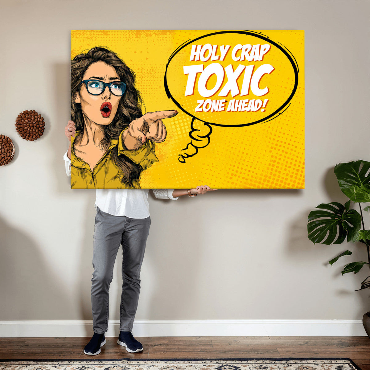 Pop Art Print Bathroom Sign Wall Art Canvas Print — Funny