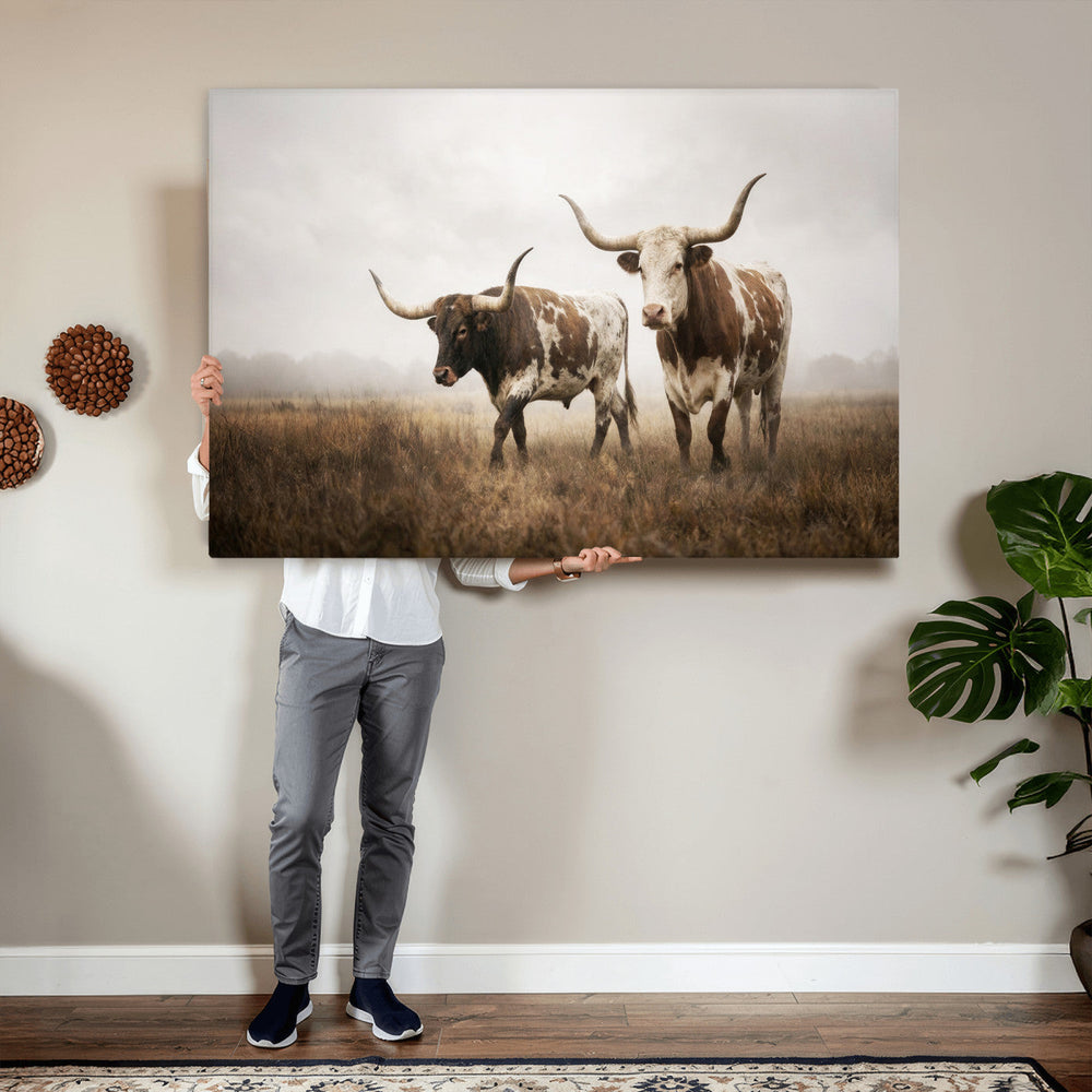 Texas Longhorn Canvas Wall Art Western Bull Desert Moody