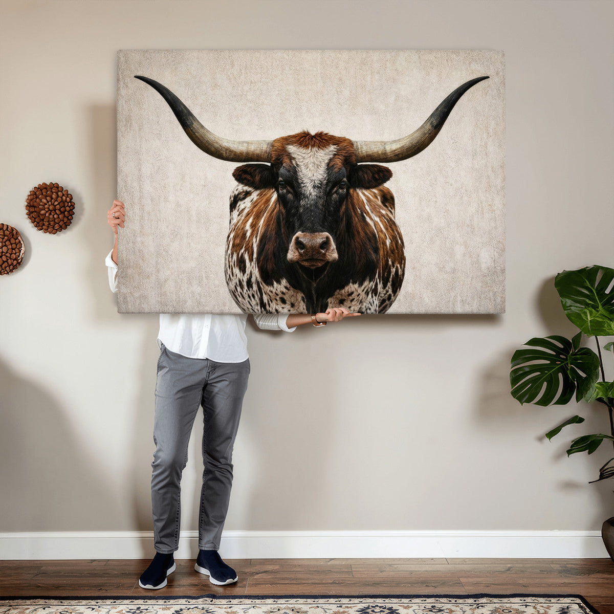 Texas Longhorn Canvas Wall Art Western Bull Desert Moody