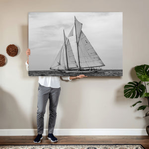 Vintage Sailboat Wall Art Canvas Print, Black and White