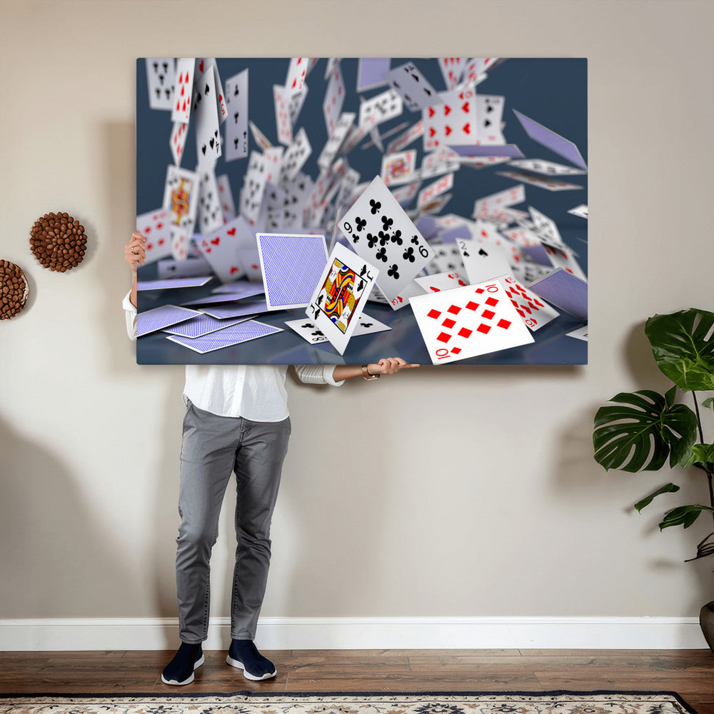 Playing Cards Canvas Wall Art | Casino Game Room Decor,
