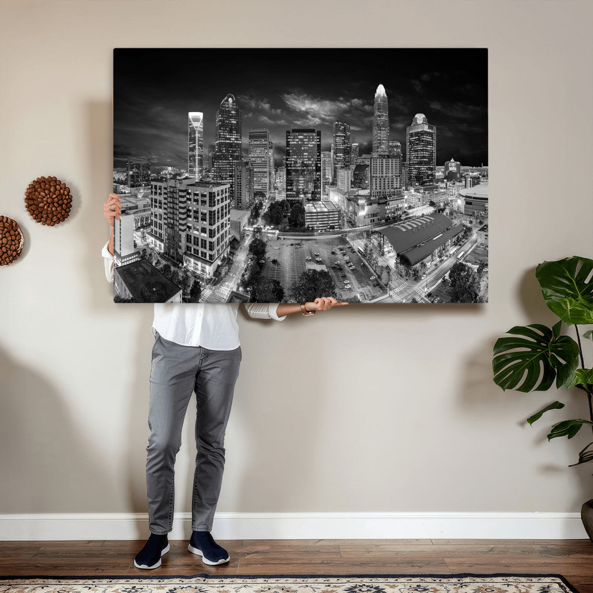 Charlotte Skyline Canvas Wall Art Print – North Carolina Cityscape Photography Print