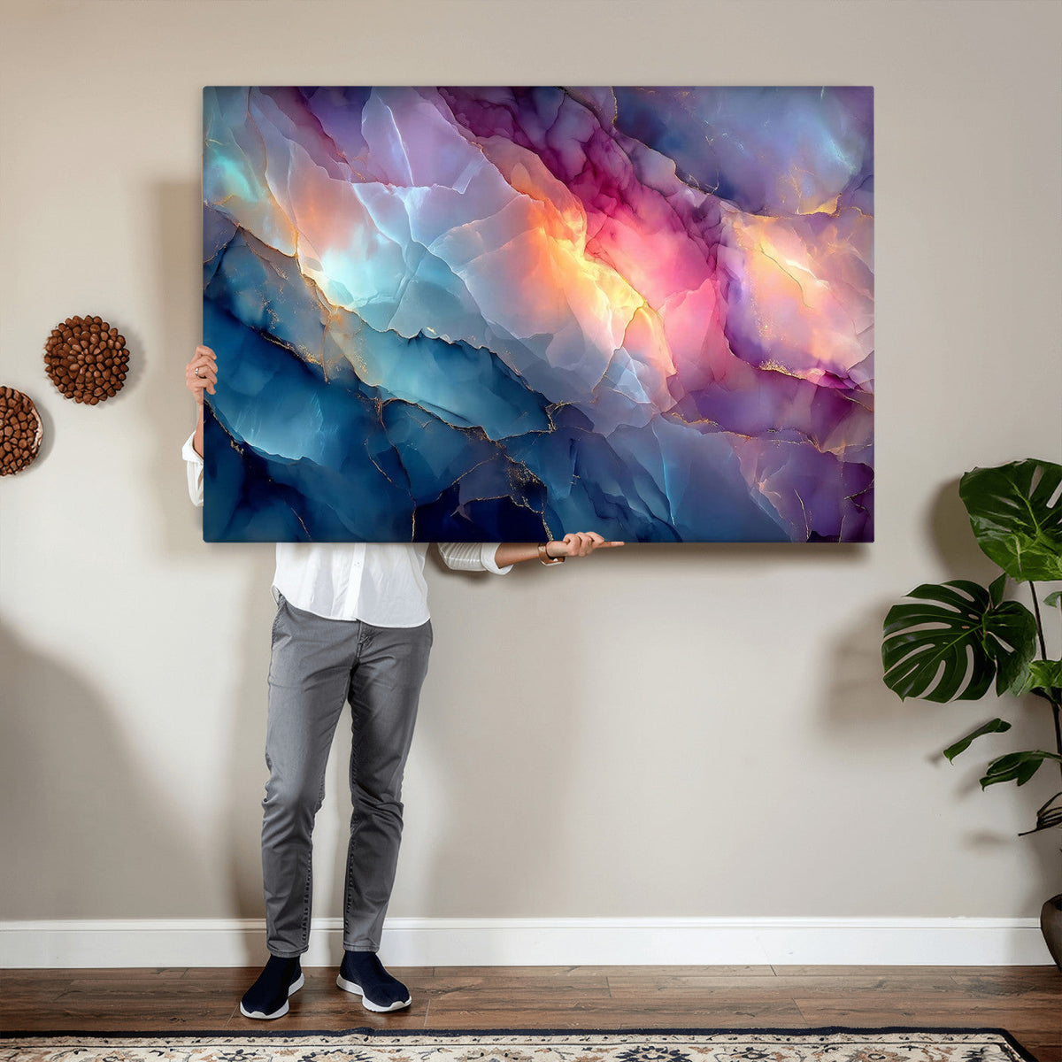 Colorful Abstract Canvas Wall Art Print, Vibrant Popup Color Art Print