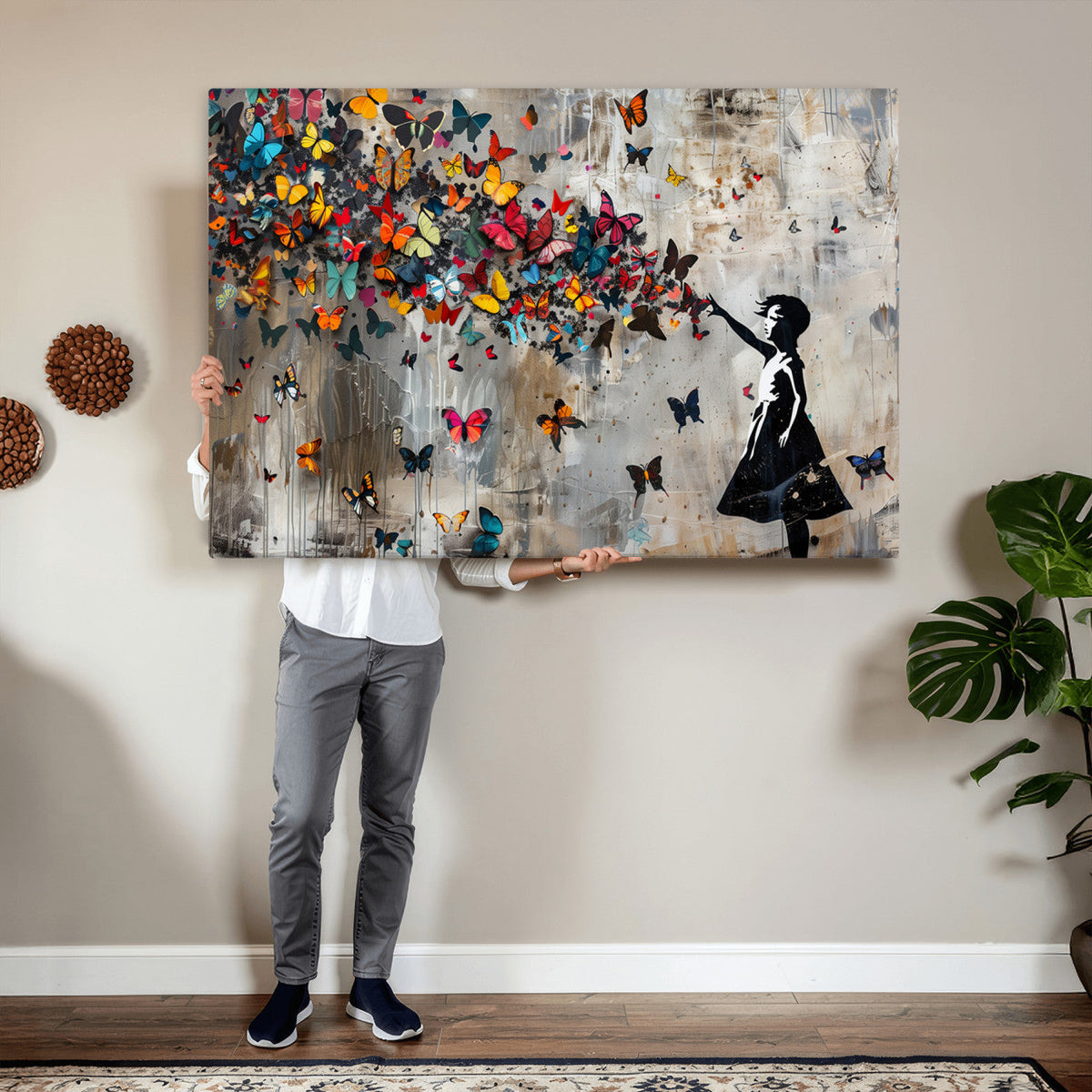 Banksy Wall Art - Banksy Girl and Butterfly Explosion Wall