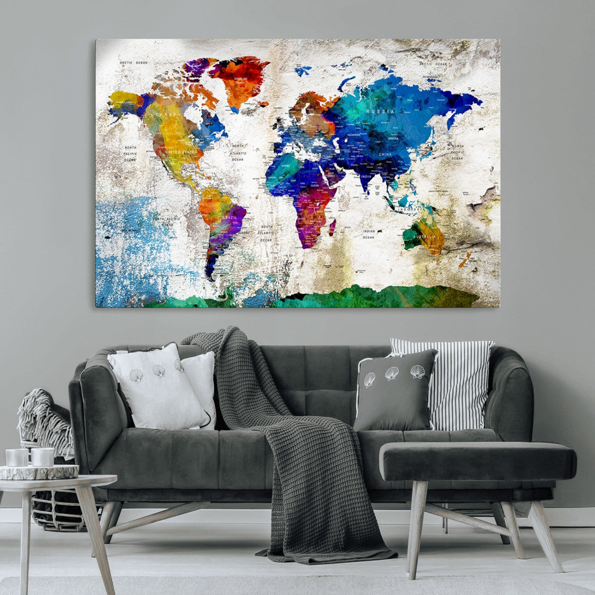 World Map Canvas Print – Framed Travel Map Wall Art for