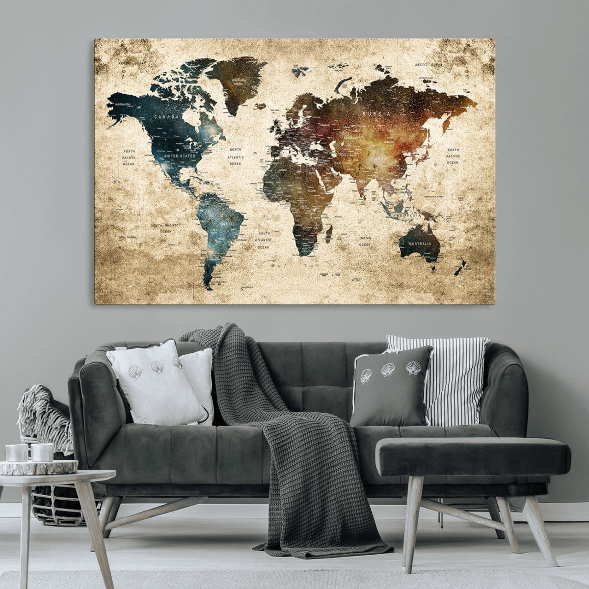 World Map Canvas Print – Detailed Map of the World Wall Art