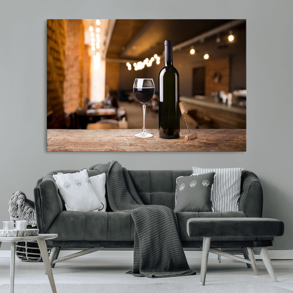 Wine and Bottle Wall Art Canvas Print