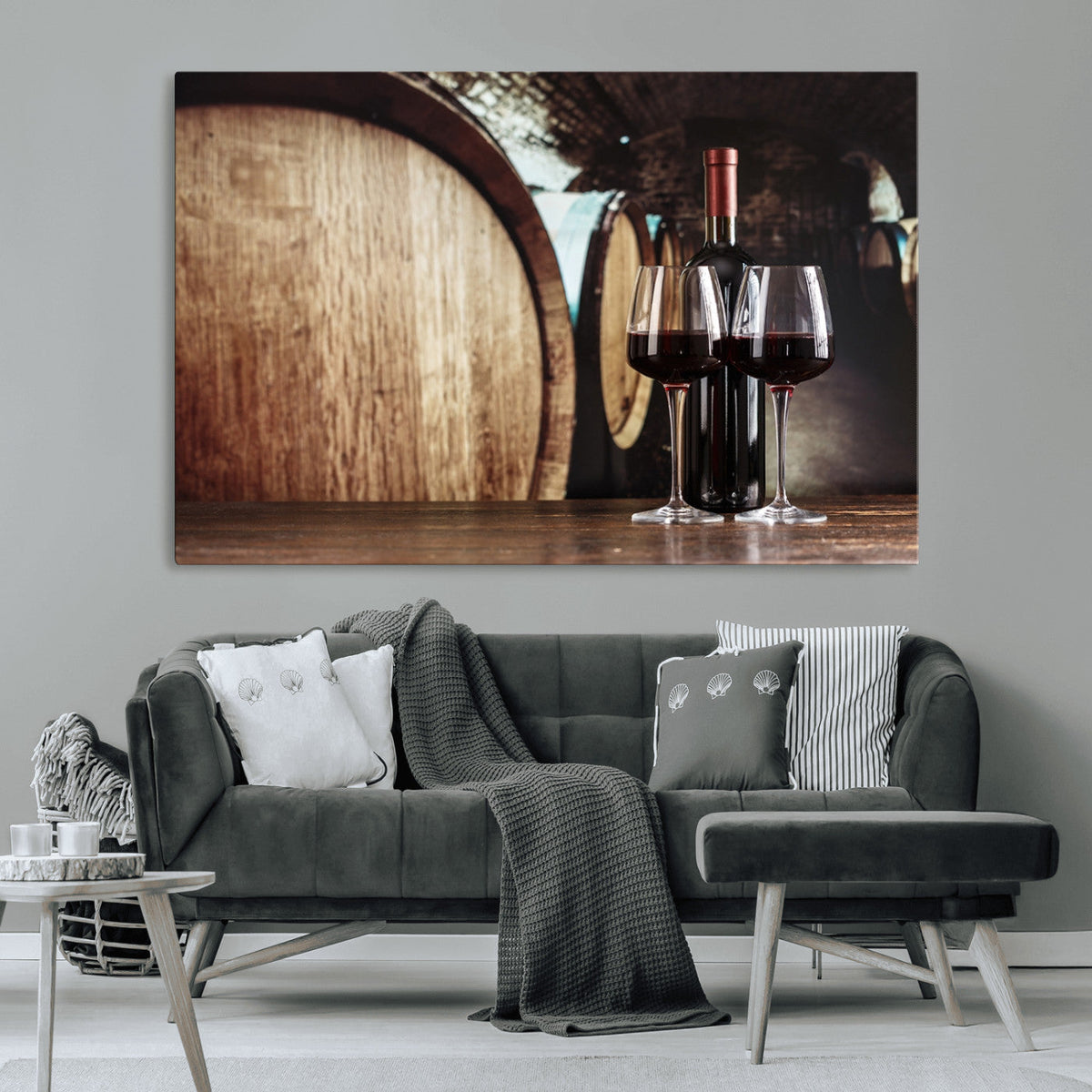 Wine and Barrel Wall Art Canvas Print