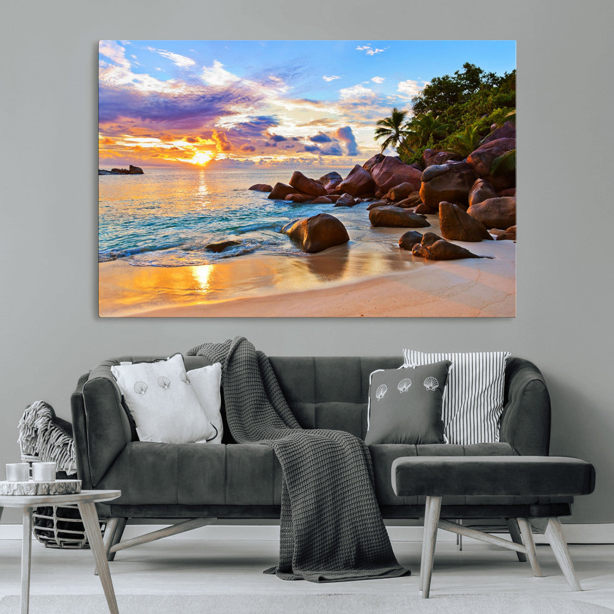 Tropical Island Beach Sunset Canvas Print