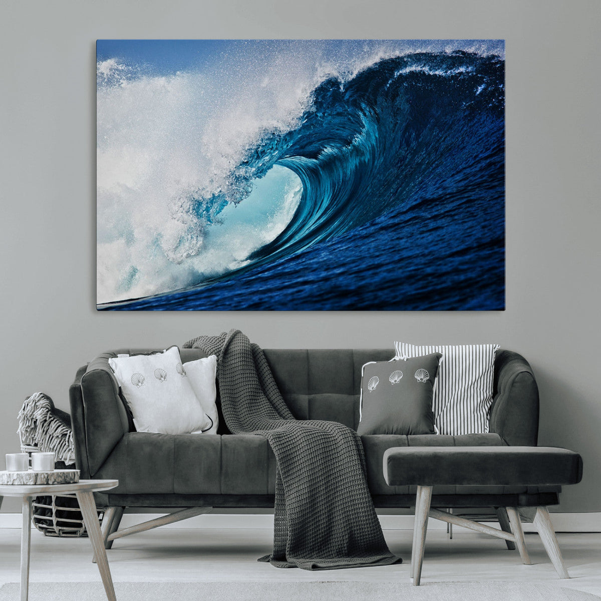 Ocean Wave at Sunset Canvas Art, Large Wall Print of Vibrant
