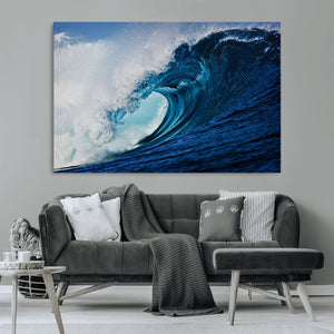 Ocean Wave at Sunset Canvas Art, Large Wall Print of Vibrant
