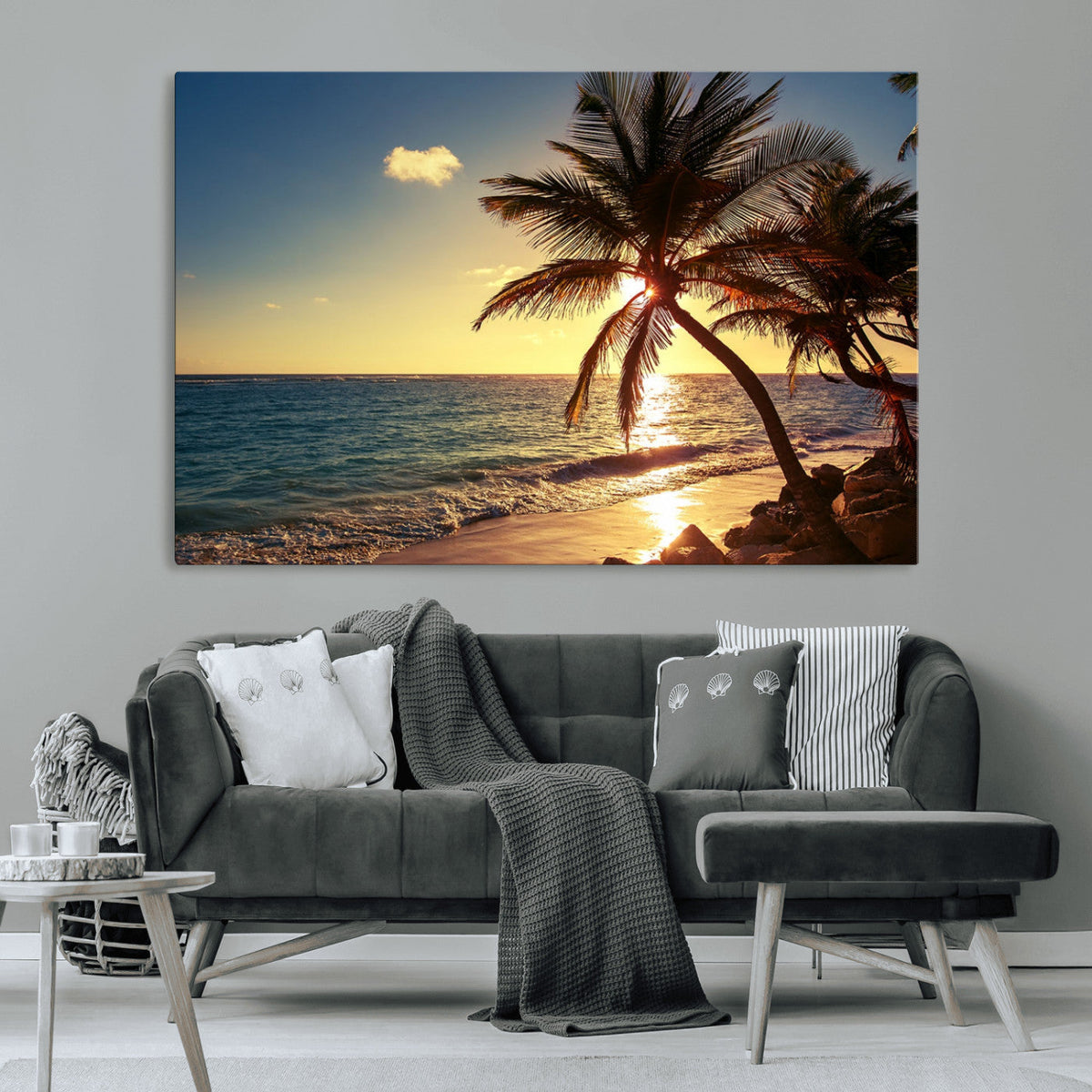 Sunset Palm Trees Wall Art Canvas Print