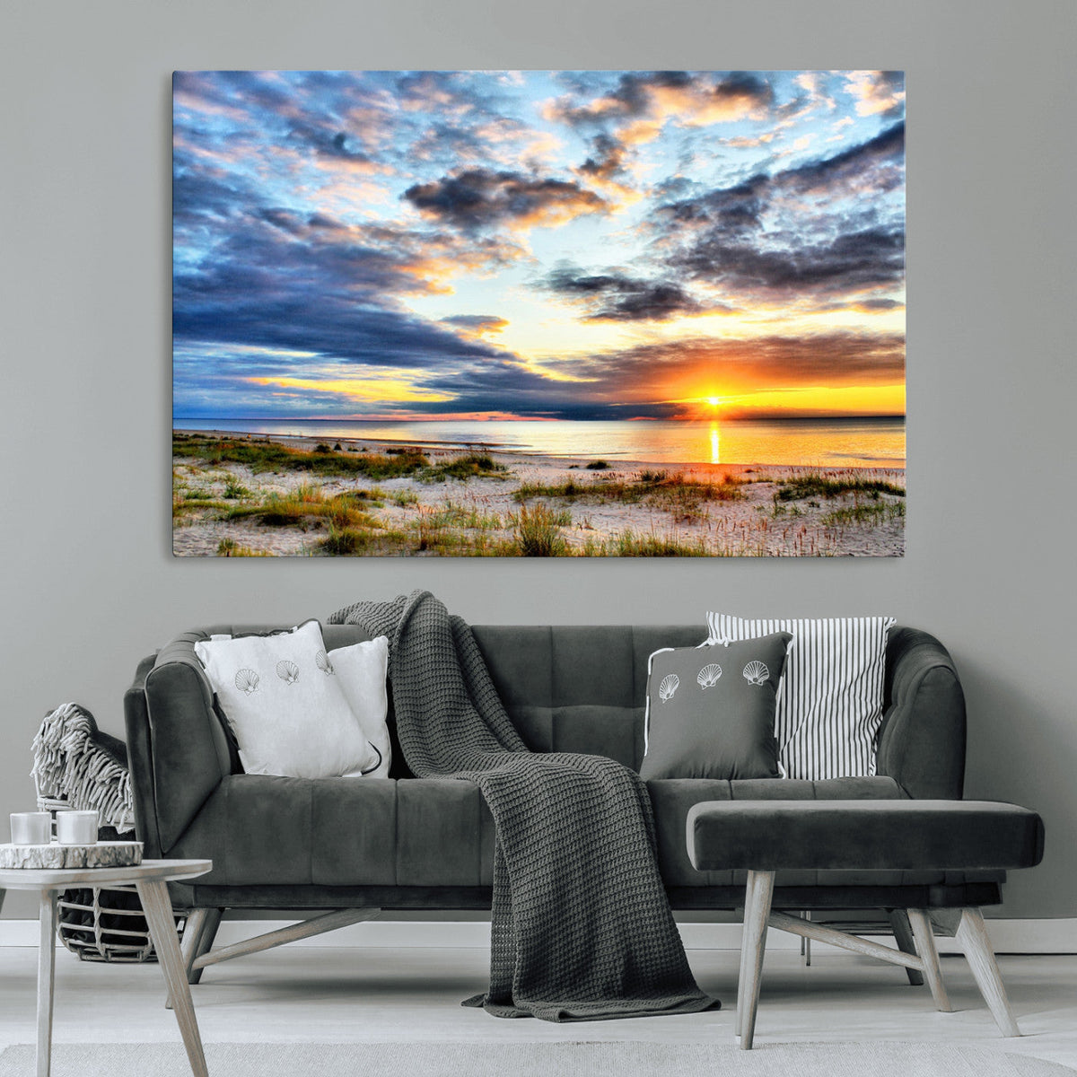 Sunset On The Ocean Wall Art Canvas Print
