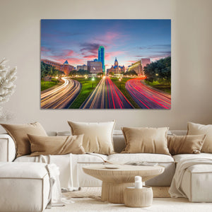 Dallas City Lights Large Wall Art Dallas Cityscape Canvas