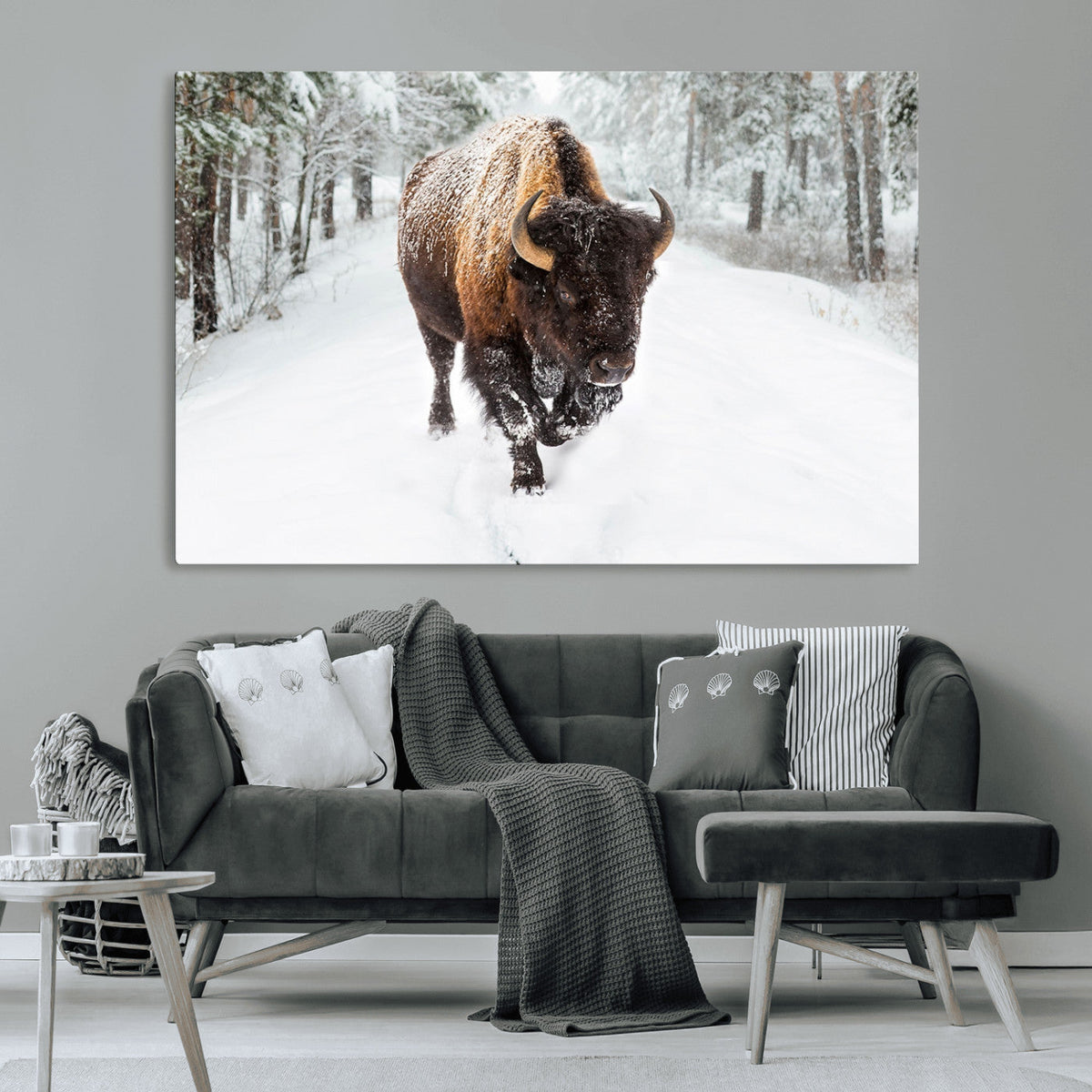 Bison Wall Art Canvas Print For Farmhouse, Animal Canvas