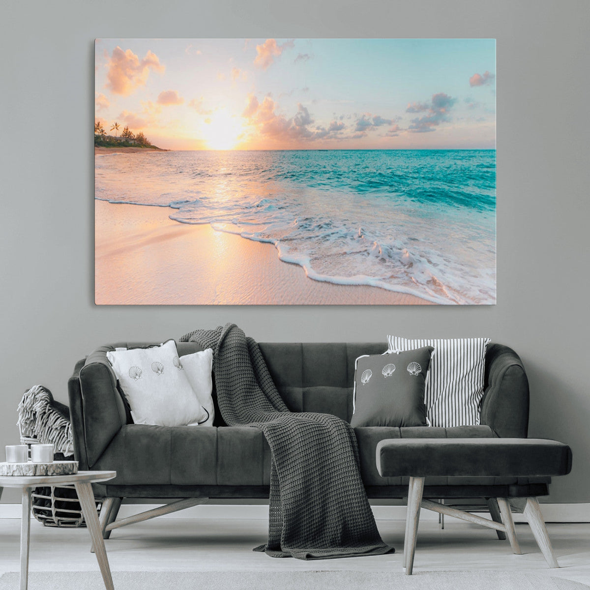 Beach Wall Art - Stunning Ocean Sunset Canvas Print with