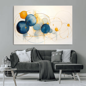 Geometric Blue Orange Abstract Wall Art Canvas, Geometric