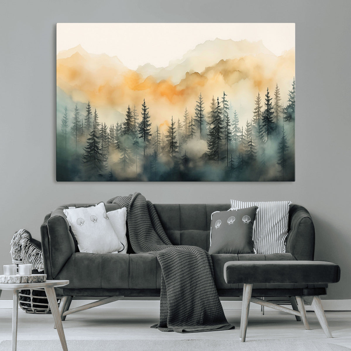 Abstract Forest Print - Mountain Wall Art | Autumn Landscape