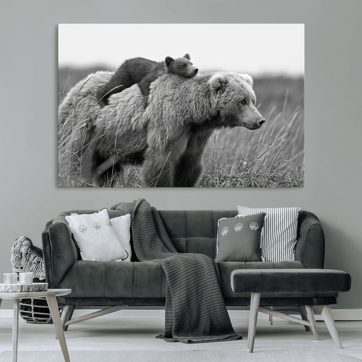 Bear and Cub Wall Art Canvas | 399 Bear Cub