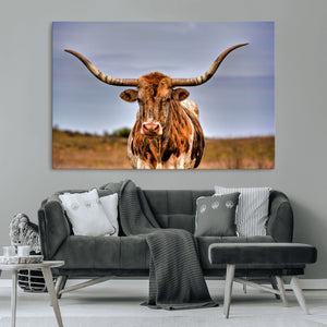 Texas Longhorn Wall Art Print, Framed Longhorn Cow Wall Art