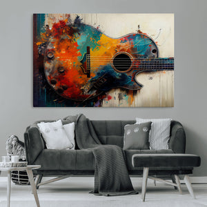 Abstract Guitar Wall Art Canvas | Vibrant Music-Inspired Art