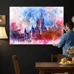 Disney Wall Art: Dreamy Watercolor Cinderella Castle Canvas