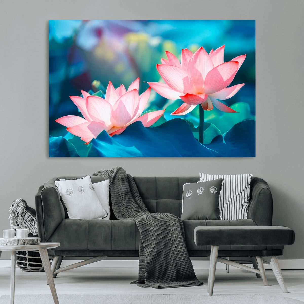 Pink Lotus Flower Canvas Wall Art | Vibrant Floral Wall