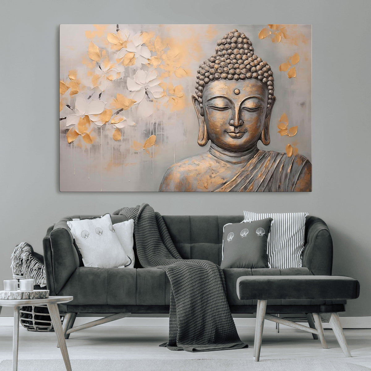 Abstract Buddha Statue Wall Art Canvas Print - Modern