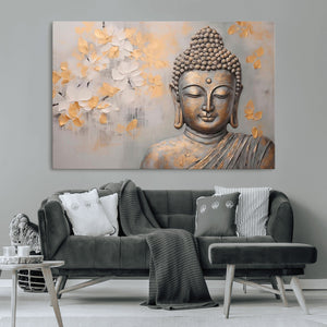 Abstract Buddha Statue Wall Art Canvas Print - Modern