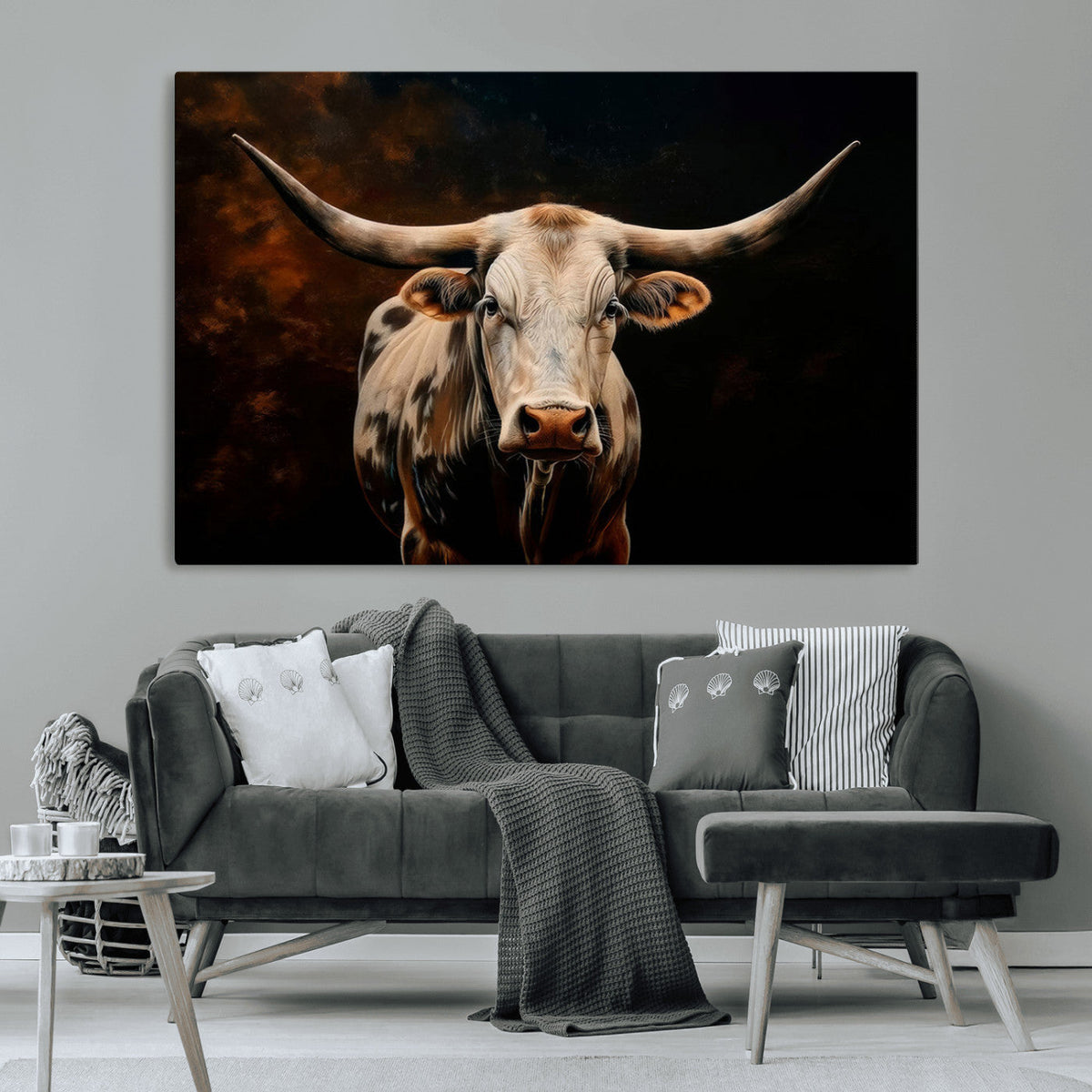 Texas Longhorn Wall Art | 3-Panel Large Texas Longhorn