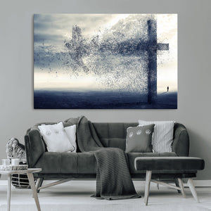 Jesus and the Fading Cross Wall Art Print – Symbol of Faith,