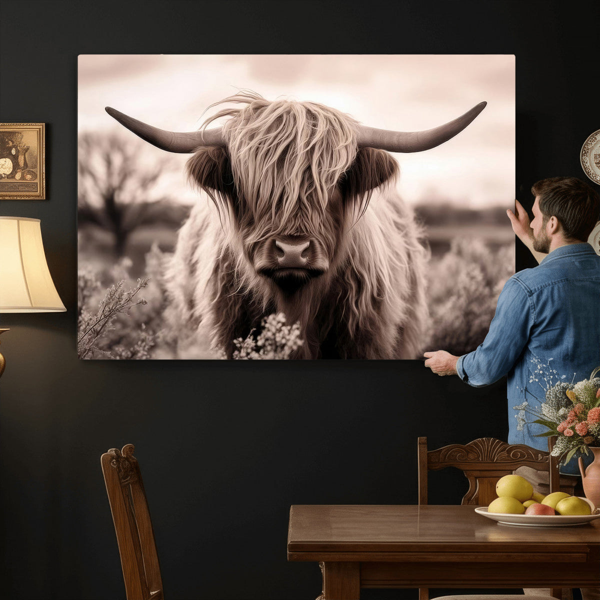 Scottish Cow Longhorn Wall Art Canvas Print