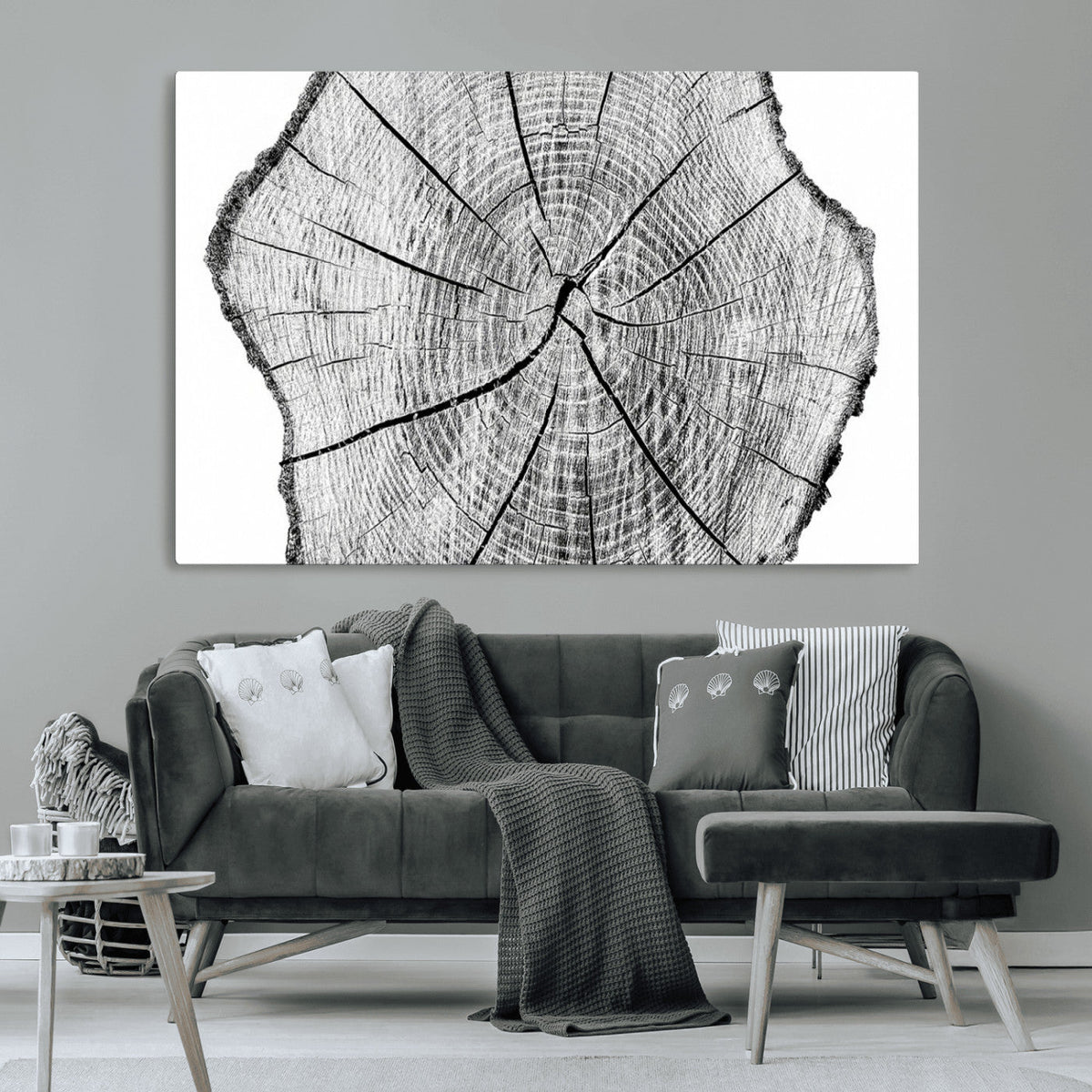 Rustic Tree Ring Wall Art Canvas Print – Framed and Ready to