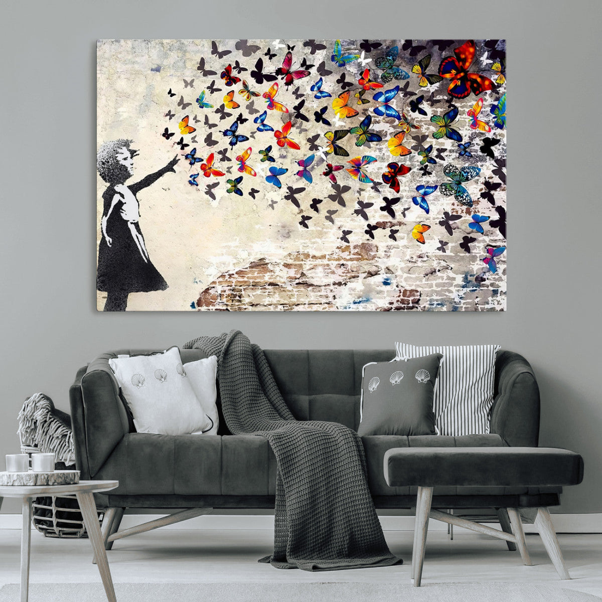 Banksy Graffiti Wall Art Canvas Print: Girl Releasing