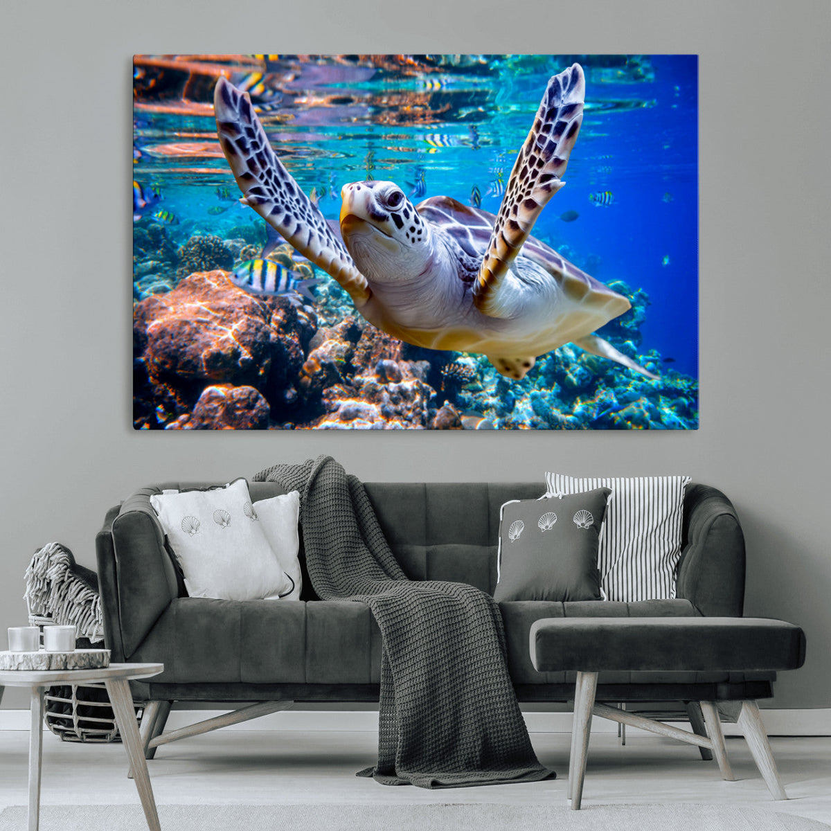 Underwater Sea Turtle Wall Art Canvas Print – Vibrant Ocean