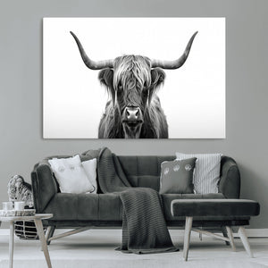 Highland Wall Art Canvas Print – Minimalist Black and White