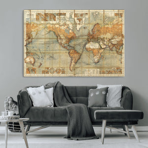 Push Pin World Map Canvas Print – Travel Tracker Wall Art