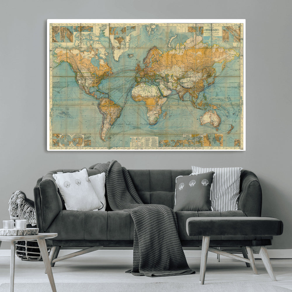 Push Pin World Map Canvas Print – Travel Tracker Wall Art