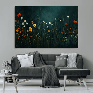 Framed Wildflower Field Wall Art, Framed Vintage Botanical