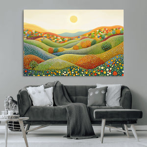 YAYOI KUSAMA Colorful Dot Art Landscape Canvas - Framed