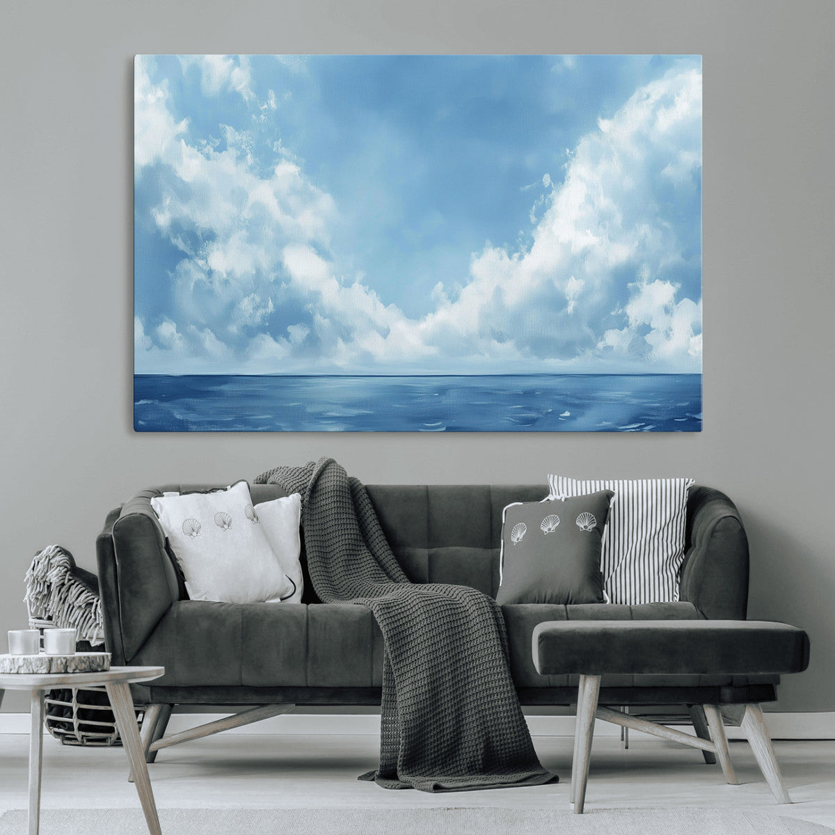 Abstract Ocean Print Artwork- Serene Blue Ocean Canvas Wall