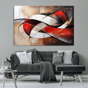 Abstract Wall Art - Modern Red and White Canvas Wall Art