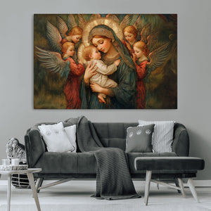Mary Jesus Canvas Wall Art Print - Madonna and Child with