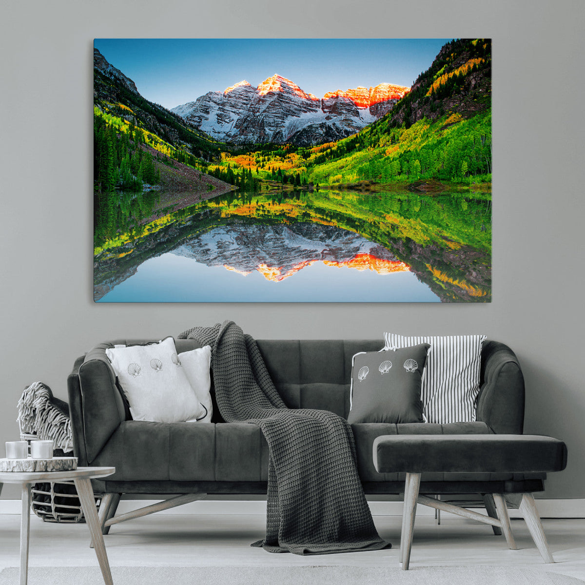 Maroon Bells Lake Wall Art Canvas Print – Framed Majestic