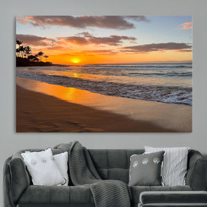Tropical Beach Wall Art – Framed Sunset Ocean Canvas