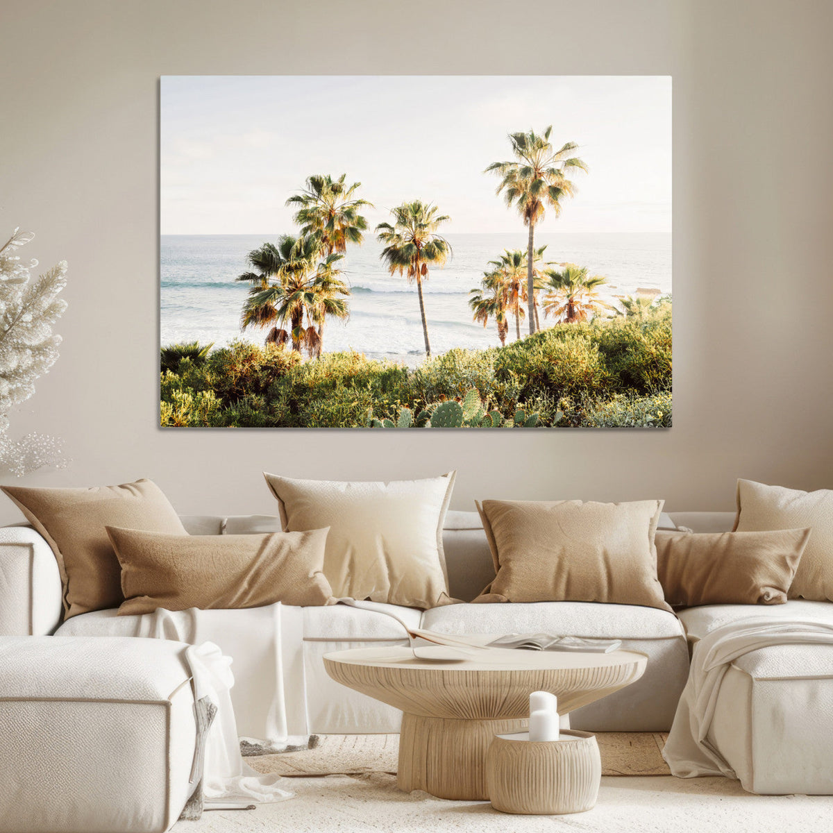 California Coast Palm Trees Wall Art Canvas Print – Framed