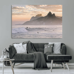 Sunset Surfing Wall Art Canvas Print – Framed Misty
