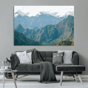 Misty Mountain Wall Art Canvas Print – Framed Cloudy Andean