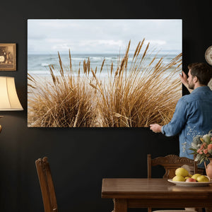 Beach Grass Wall Art Canvas Print – Framed Coastal Dunes Art