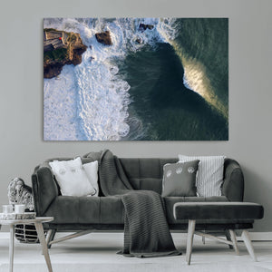 Nazare Coast Wall Art Canvas Print – Framed Aerial Ocean Art